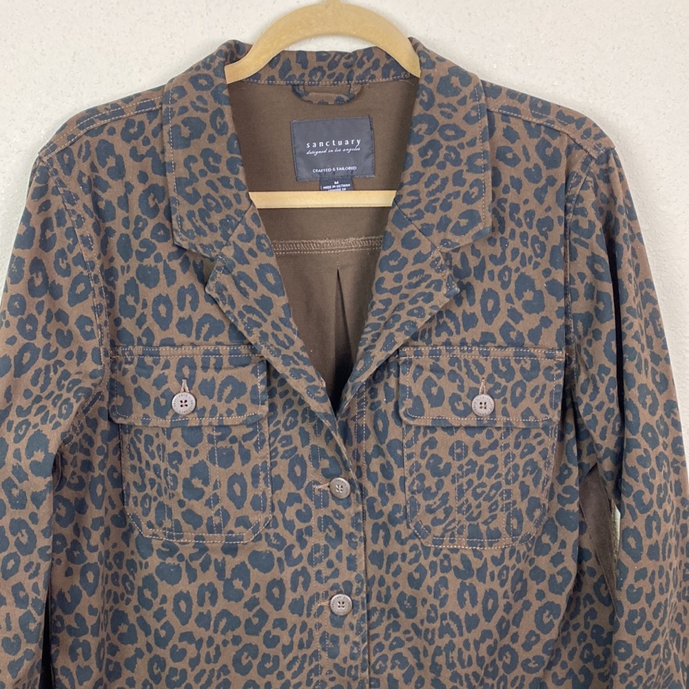 Sanctuary | Dark Espresso Brown Leopard Cropped Jacket M - Picture 2 of 8